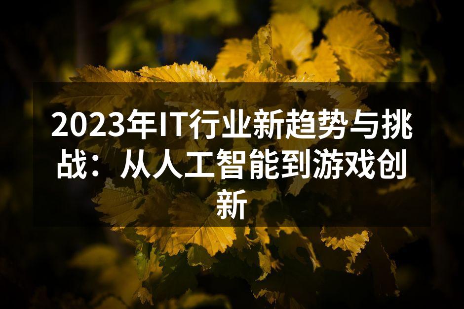 2023年IT行业新趋势与挑战：从人工智
